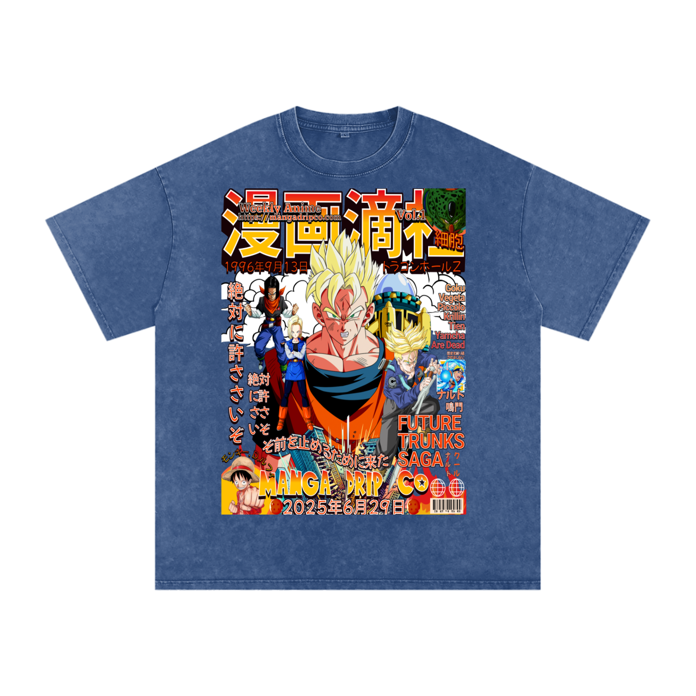 "Dark Blue Heavy Cotton Oversized Tee – 250 GSM Acid Wash Aesthetic"