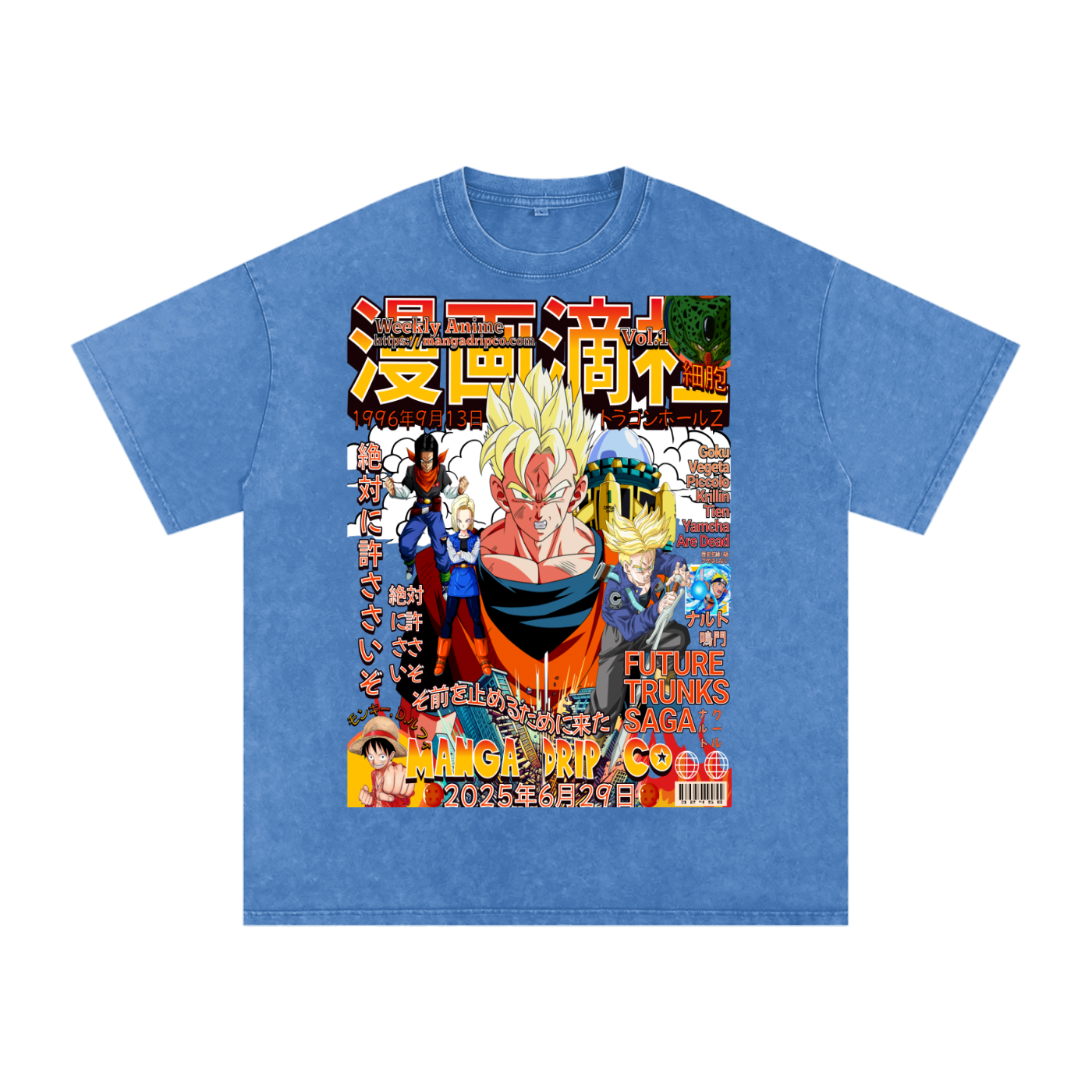 "Light Blue Acid Wash Tee – Premium Oversized Streetwear Shirt Unisex Fit"