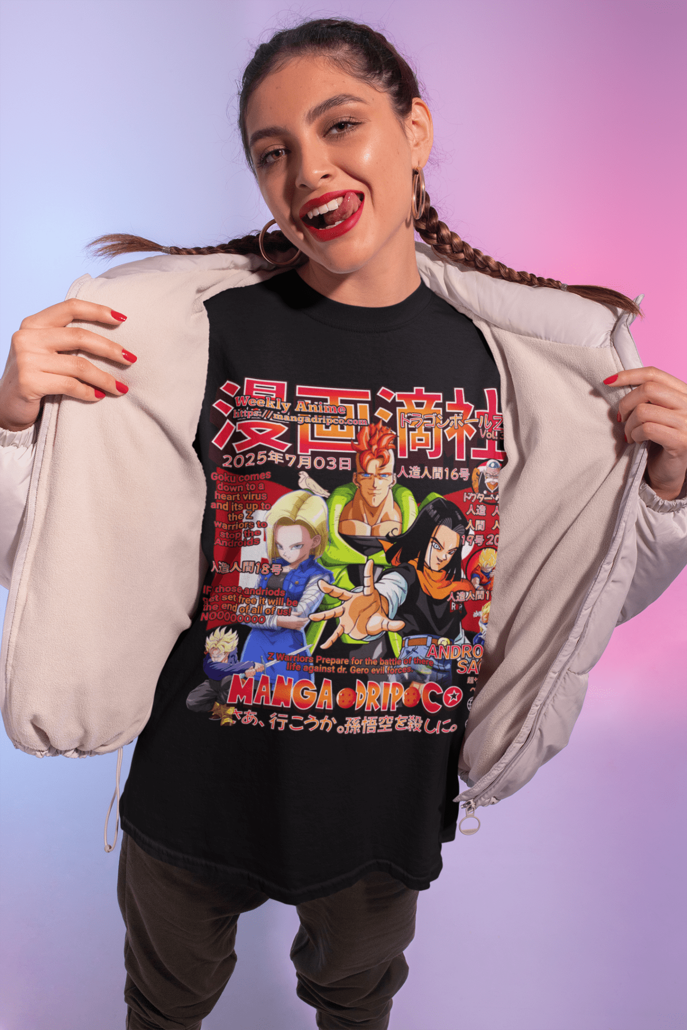 "Android 17 & 18 Graphic Tee – DBZ Anime T-Shirt for Dragon Ball Z Fans" - Manga Drip Co.