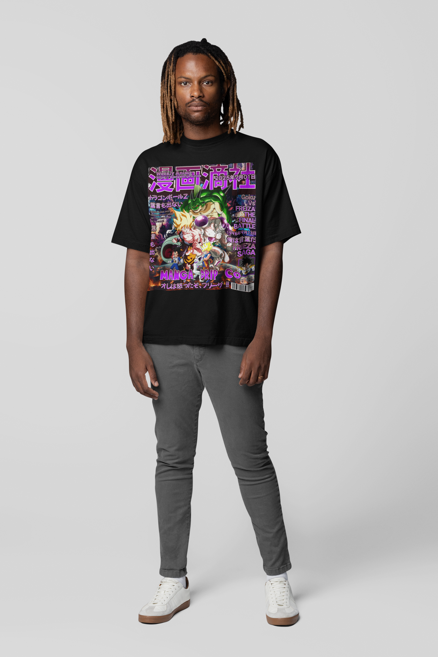 Detailed view of Goku vs Frieza Heatwave Graphic Tee – Dragon Ball Z Namek Saga shirt styled for anime streetwear fans