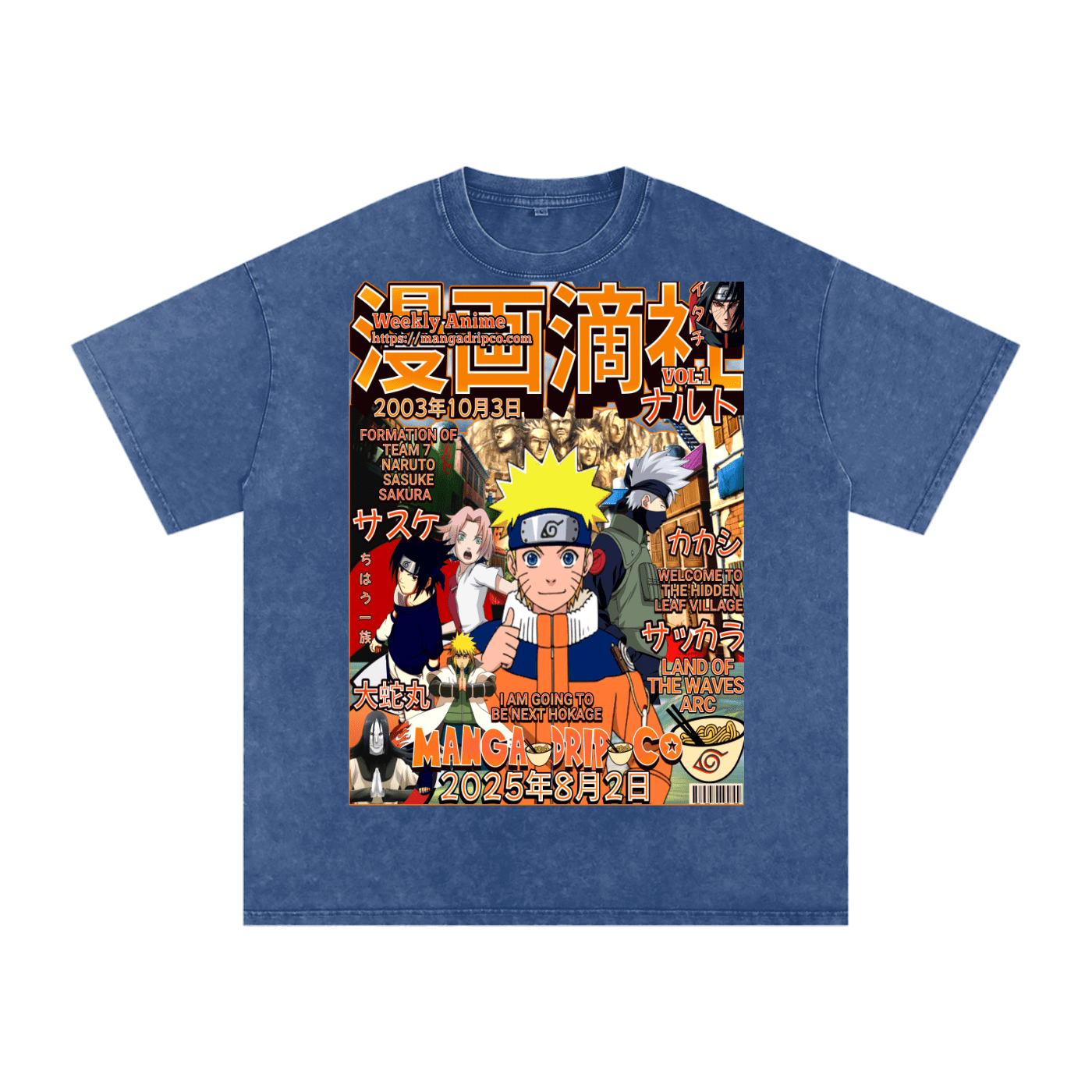 Naruto Land of the Waves Vintage Graphic T-Shirt – Team 7 vs Zabuza - Manga Drip Co.