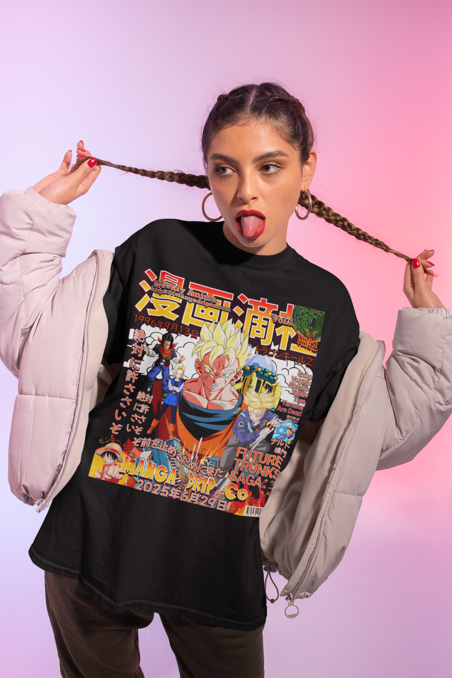 “Streetwear model wearing All Black oversized t-shirt – 250 GSM round neck acid wash style”
