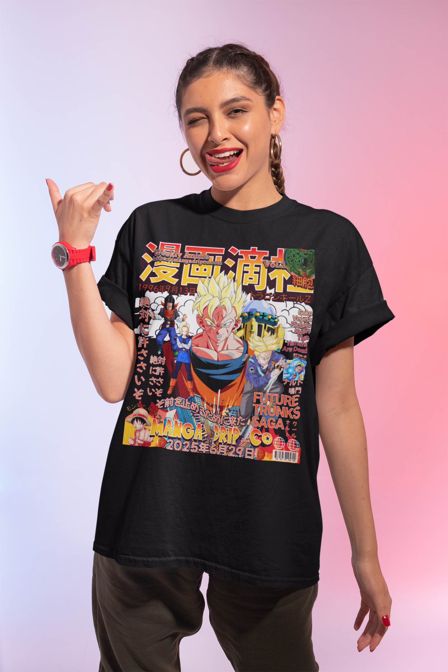 “Casual oversized acid wash t-shirt in All Black on female model – unisex heavyweight fashion”