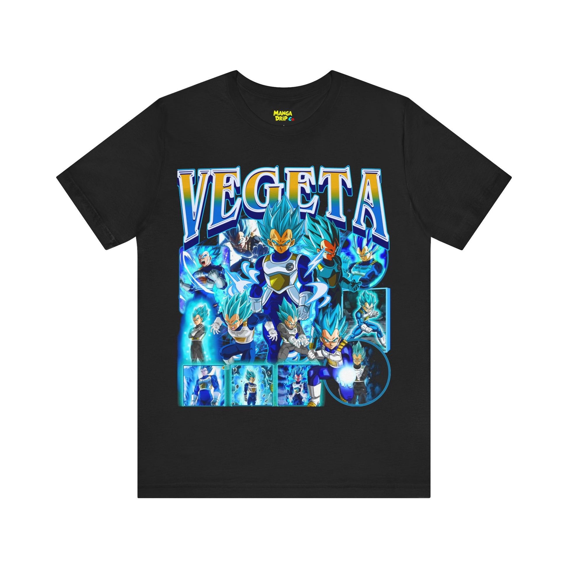 All black ultimate warrior sayian blue graphic tee 