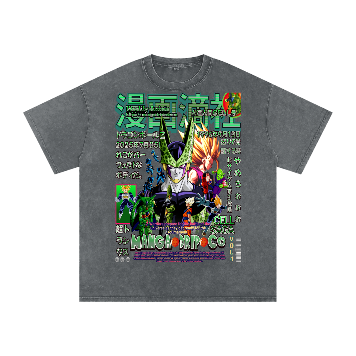Pirate Gray Dragon Ball Z Graphic Tee – Android Arc Showdown Shirt with Cell Saga Artwork