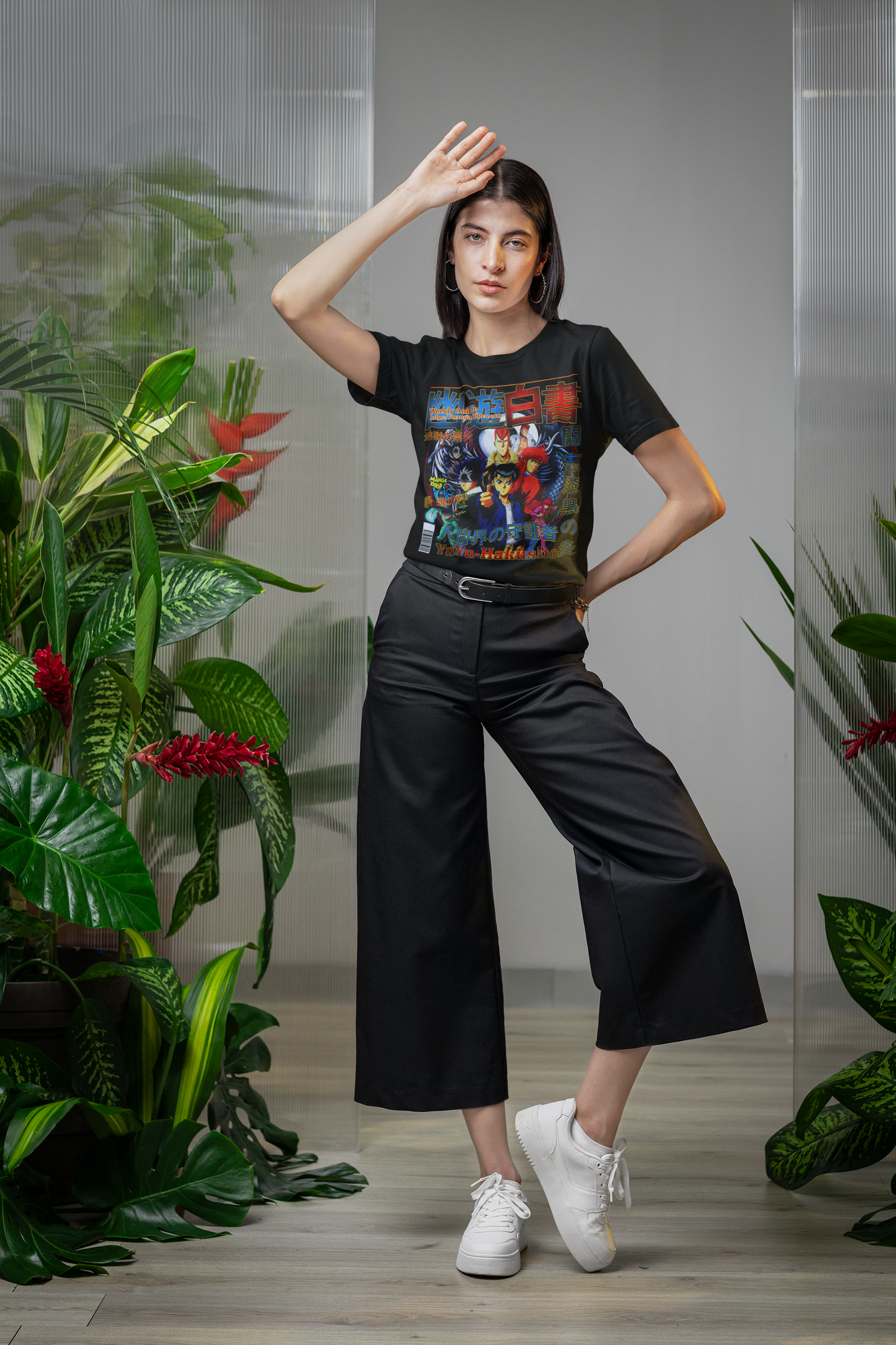 Vintage Anime Spirit World Graphic Tee - Bella+Canvas Women's Black T-Shirt | 90s Inspired Manga Streetwear