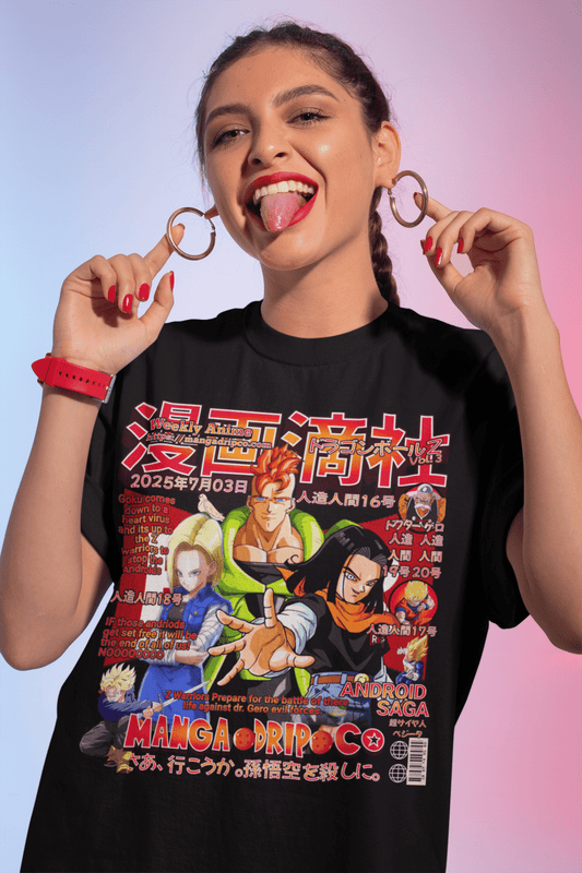 "Android 17 & 18 Graphic Tee – DBZ Anime T-Shirt for Dragon Ball Z Fans" - Manga Drip Co.