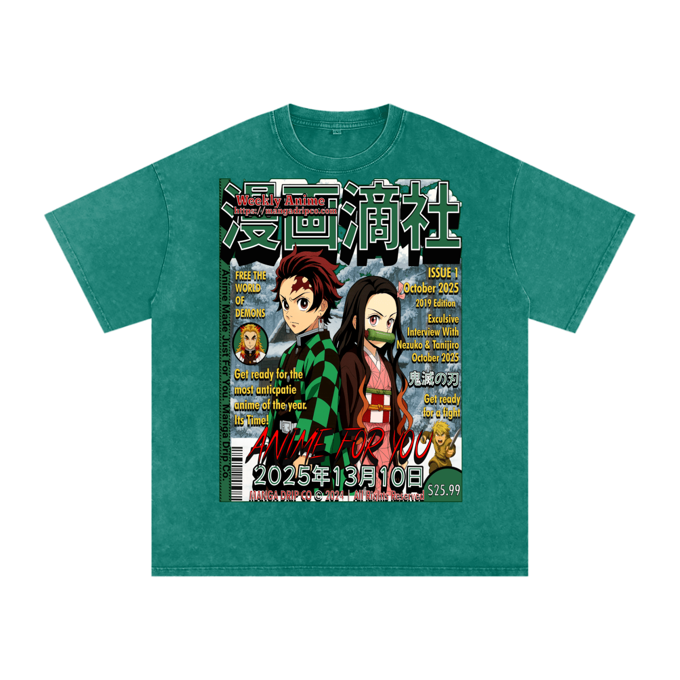 "Demon Slayer Tanjiro Nezuko Anime Graphic Tee" - Manga Drip Co.