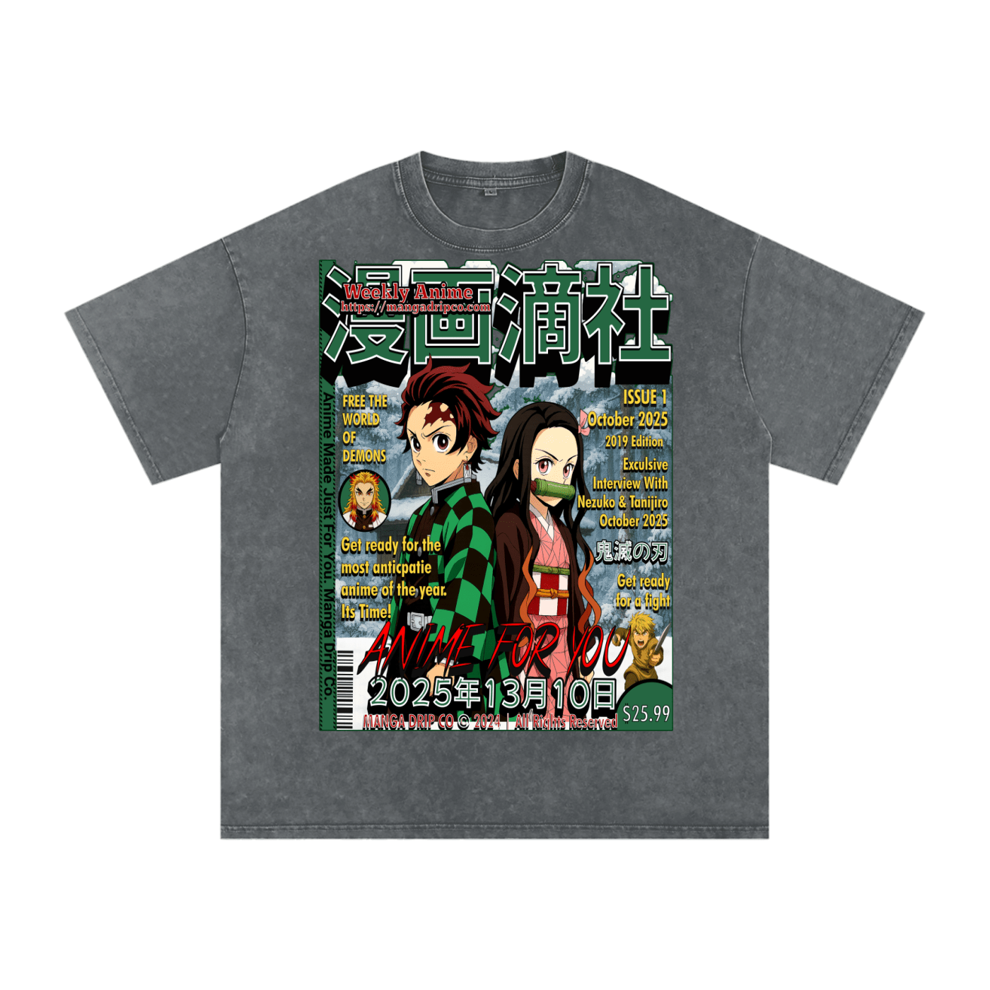 "Demon Slayer Tanjiro Nezuko Anime Graphic Tee" - Manga Drip Co.