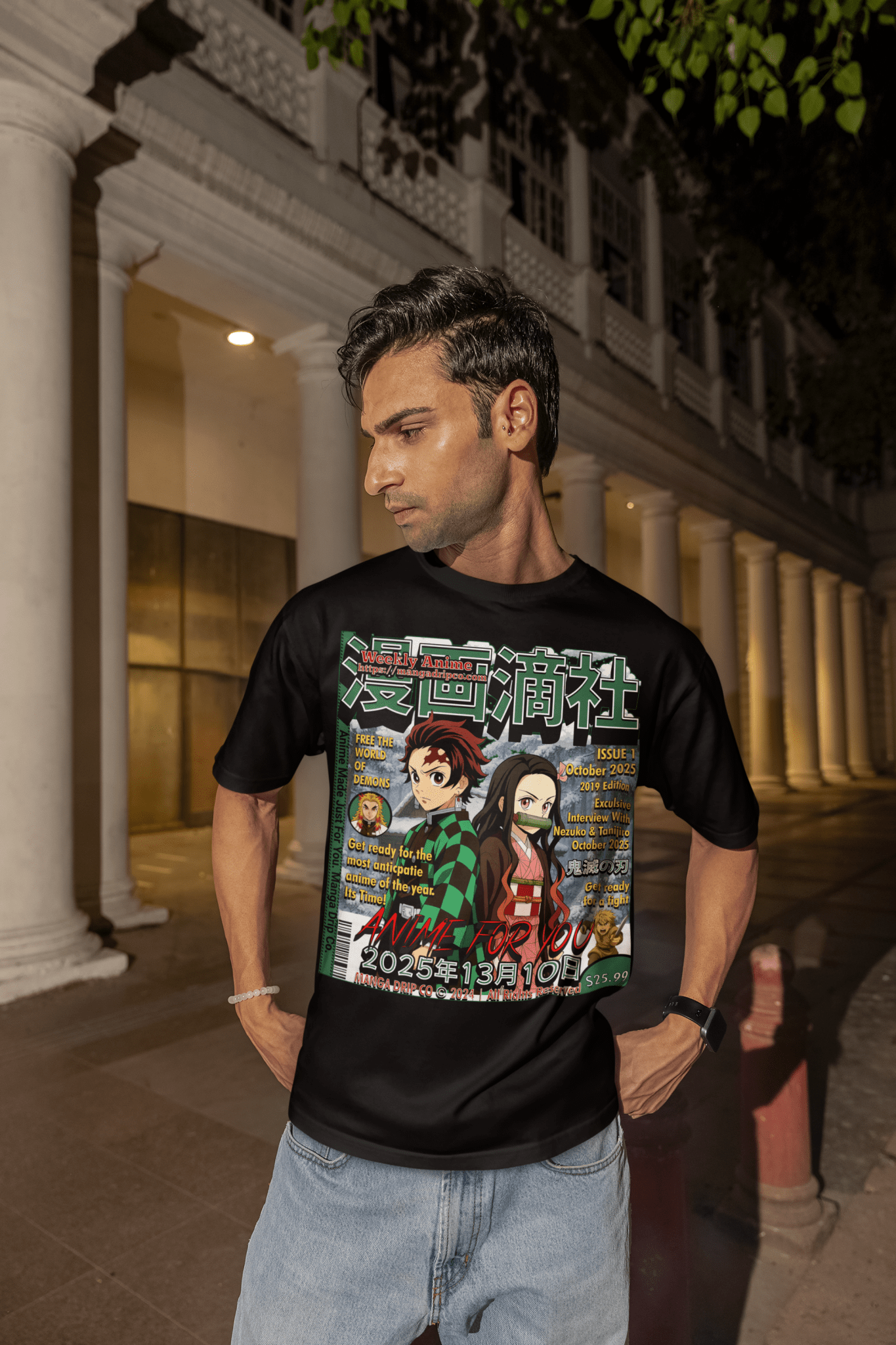 "Demon Slayer Tanjiro Nezuko Anime Graphic Tee" - Manga Drip Co.