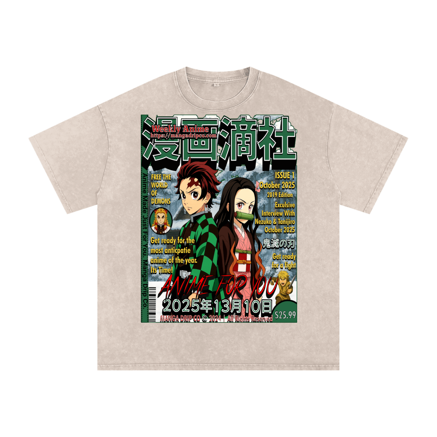 "Demon Slayer Tanjiro Nezuko Anime Graphic Tee" - Manga Drip Co.