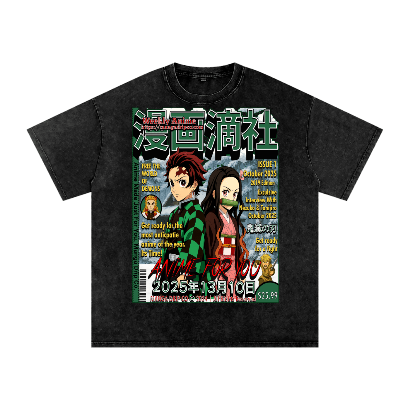 "Demon Slayer Tanjiro Nezuko Anime Graphic Tee" - Manga Drip Co.