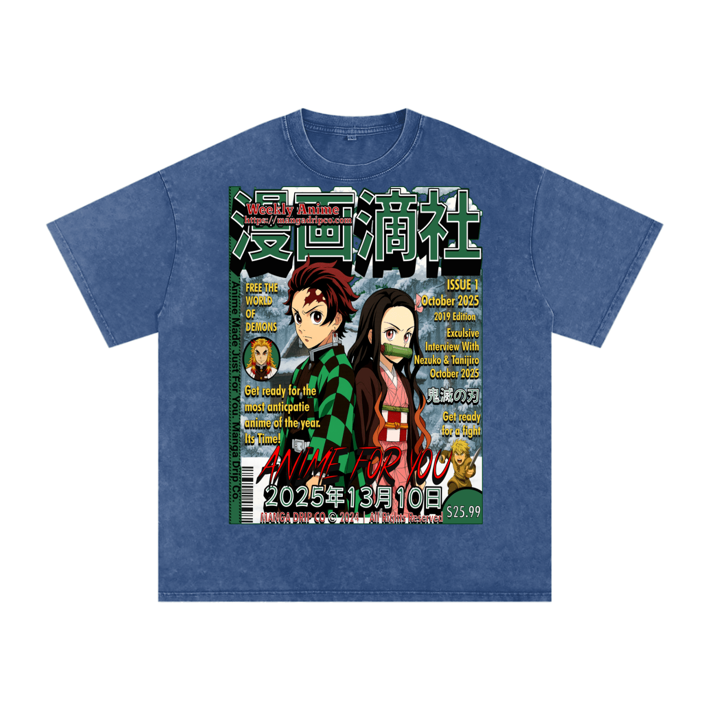 "Demon Slayer Tanjiro Nezuko Anime Graphic Tee" - Manga Drip Co.
