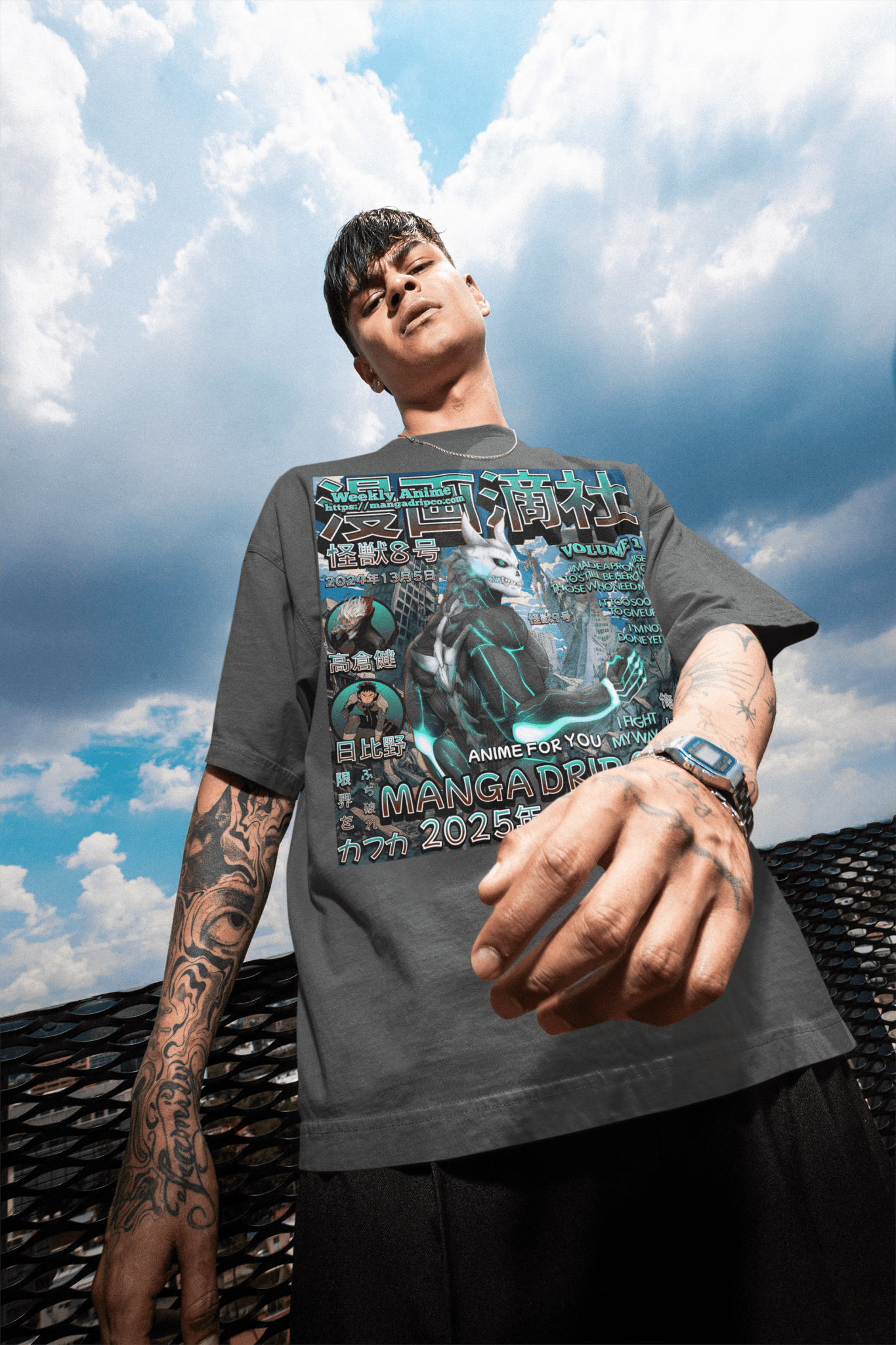 "Kaiju No. 8 Action Anime Graphic Tee" - Manga Drip Co.