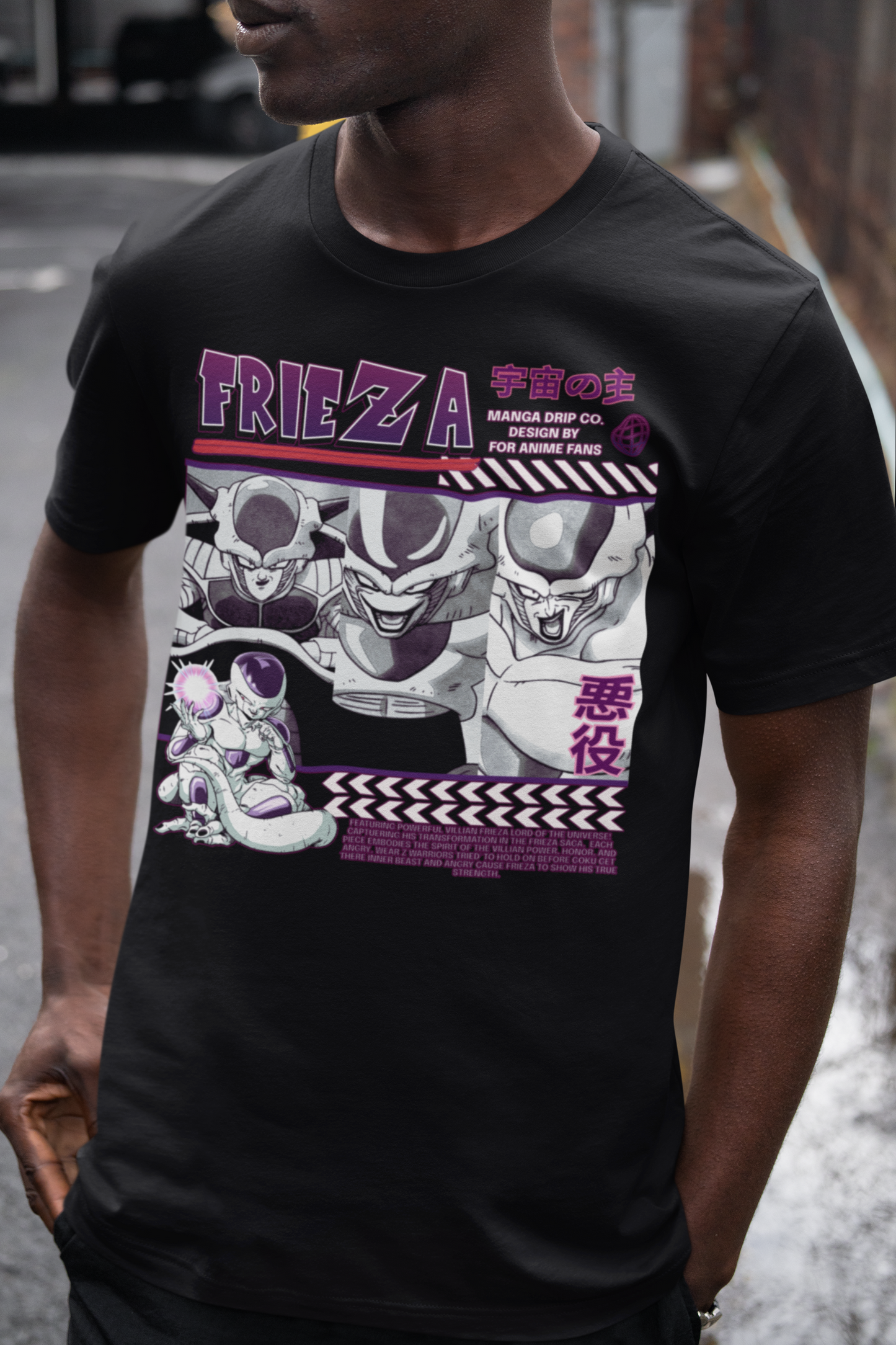 Retro Galactic Emperor Villain Anime Graphic Tee – Purple Space Fighter Shirt