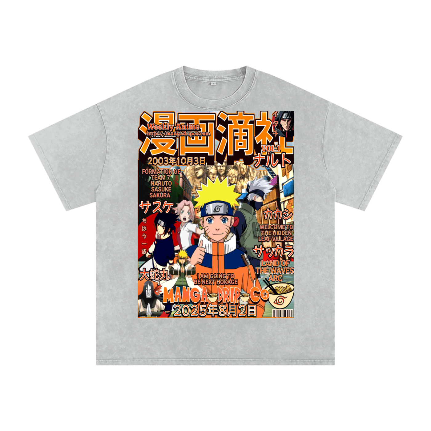 Naruto Land of the Waves Vintage Graphic T-Shirt – Team 7 vs Zabuza - Manga Drip Co.