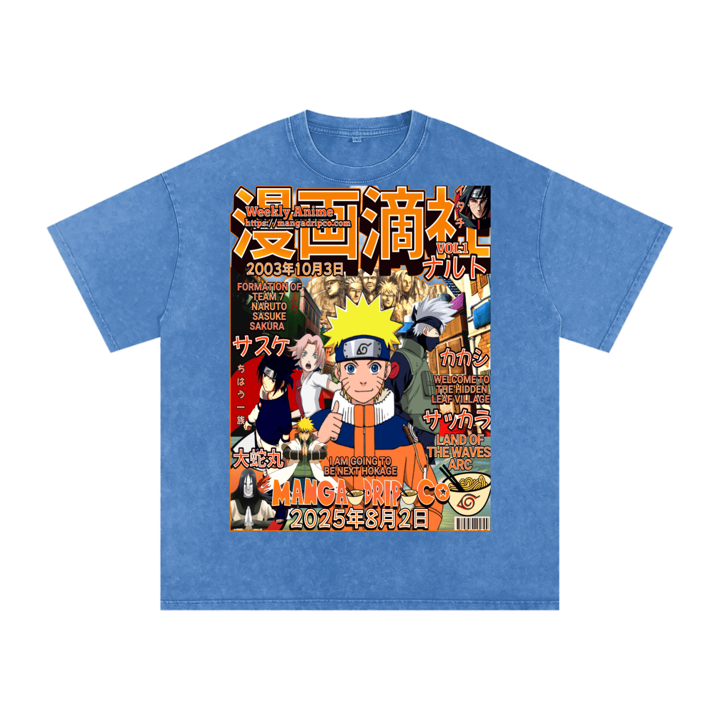 Naruto Land of the Waves Vintage Graphic T-Shirt – Team 7 vs Zabuza - Manga Drip Co.